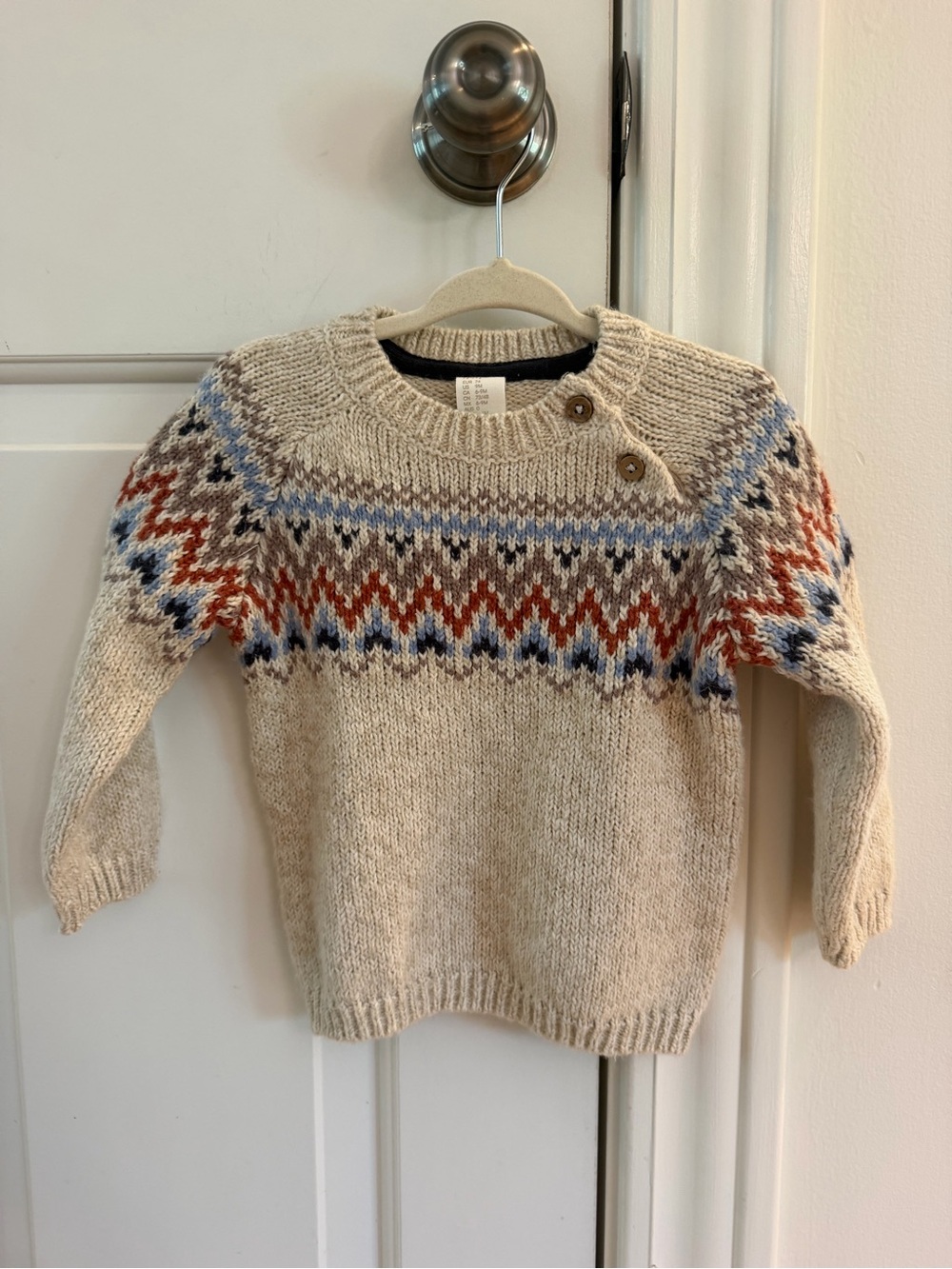 Cozy Cream Fair Isle Knit Baby Sweater